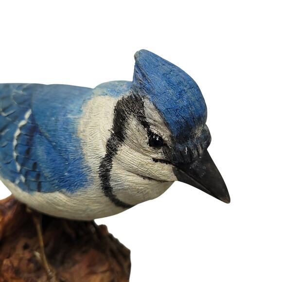 Blue Jay Original Hand Carved Wooden Bird Figurine Vintage Art Sculpture - Picture 10 of 10